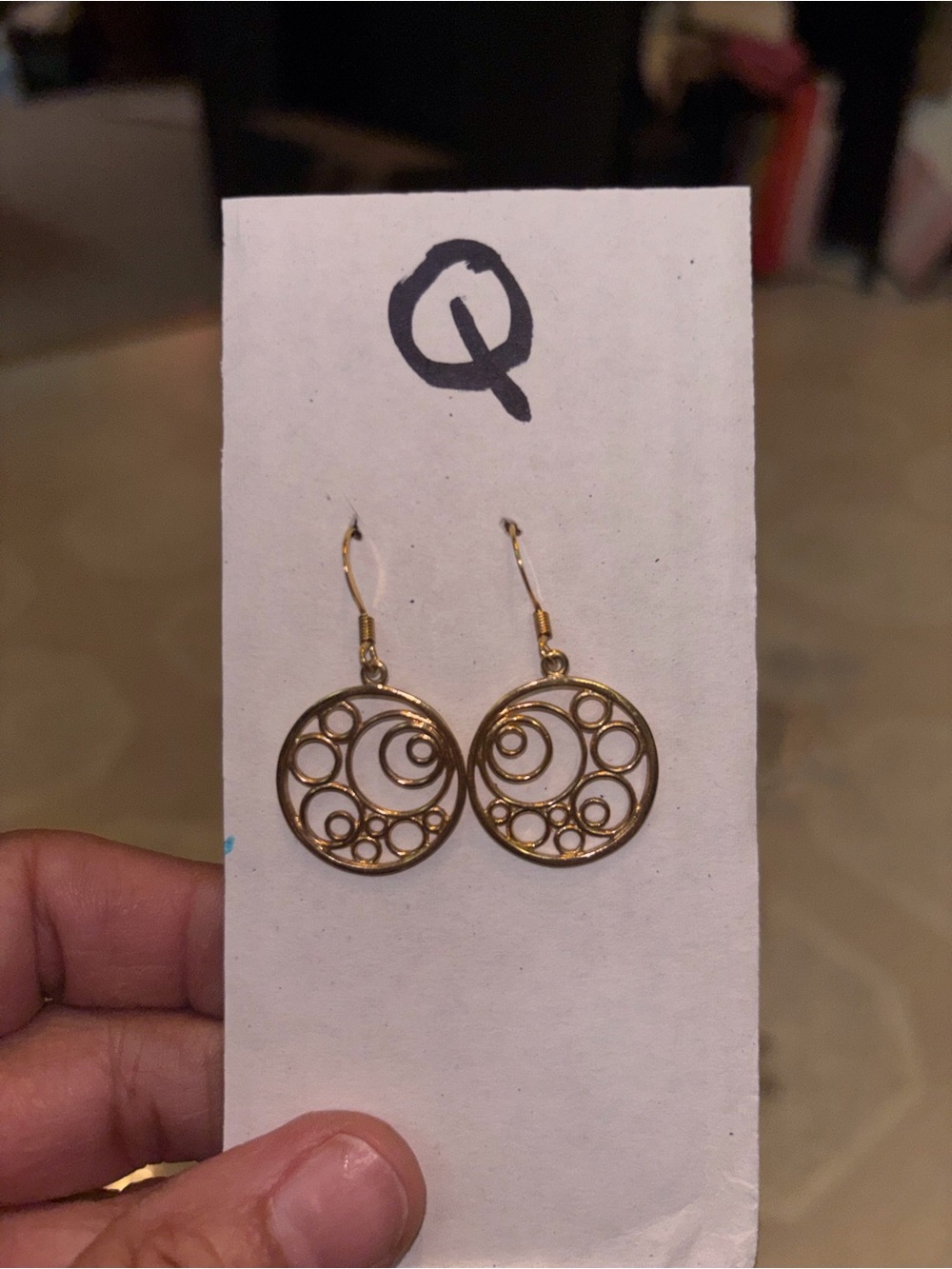 Gold Circular Openwork Bubble Drop Earrings - Gold Tone